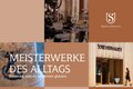 Fotocollage mit Schriftzug "Meisterwerke des Alltags". Bild 1 zeigt eine Nahaufnahme einer Glocke mit einem Handwerkersymbol. Bild 2 zeigt den Maschinenraum der Brikettfabrik Herrmannschacht. Bild 3 zeigt den Eingang zum Revierhaus Herrmannschacht, auf den eine Frau zuläuft.