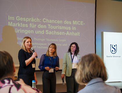 Barbara Weinert-Nachbagauer (IMG Sachsen-Anhalt), Andrea Möller (dwif Colsulting) und Kristin Beinarowitz (TTG)