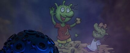 Eine Projektion der Olchis im Zeiss-Planetarium Jena