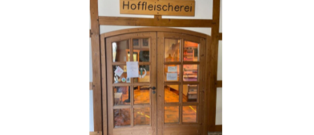 Der Eingang der Fleischerei der Agrargenossenschaft Buchheim-Crossen eG