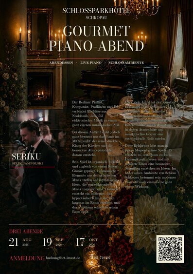 Gourmet Piano-Abend im Schlossparkhotel Schkopau mit Seriku