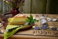 Ein historischer Spieltisch mit Spielsteinen und hausgebackenem Kuchen zum Café Spielerey auf dem Spielmannshof Seitenroda