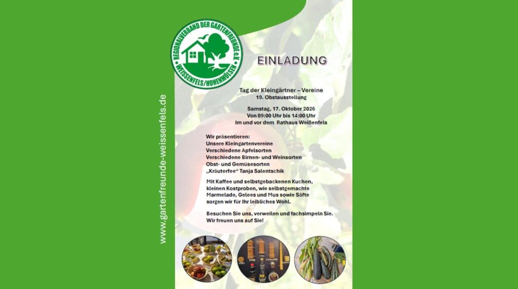 Tag der Kleingärtner – Vereine: 19. Obstausstellung