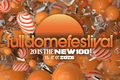 Logo und Slogan des FullDome Festivals mit Zeitraum des Events und immersivem, orangefarbenen Design im Hintergrund&nbsp;