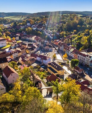 Blick auf Stadtroda von oben