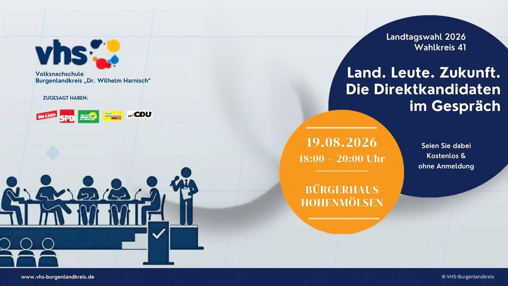 Podiumsdiskussion zur Landtagswahl 2026 - Land. Leute. Zukunft. Die Direktkandidaten im Gespräch