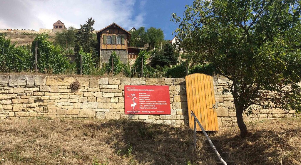 Blick zur Weinberghütte