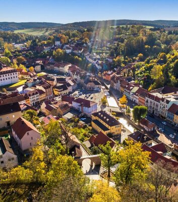 Blick auf Stadtroda von oben