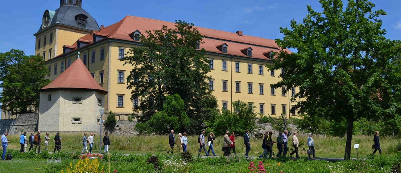 Schlosspark Moritzburg Zeitz - Führung im Gartentraum, Blick vom Park auf das Schloss Moritzburg Zeitz