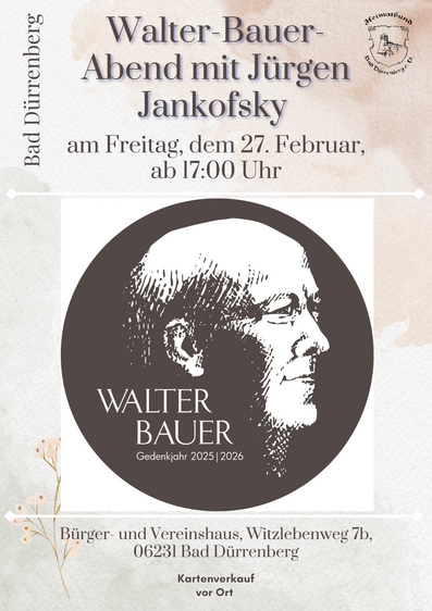 Walter-Bauer-Abend mit Jürgen Jankofsky