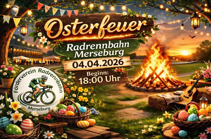 Osterfeuer auf der Radrennbahn Merseburg 