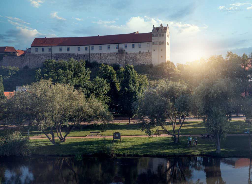 Burg der Wettiner oberhalb des Saaleradweges (c) Saale-Unstrut Tourismus GmbH, Falko Matte