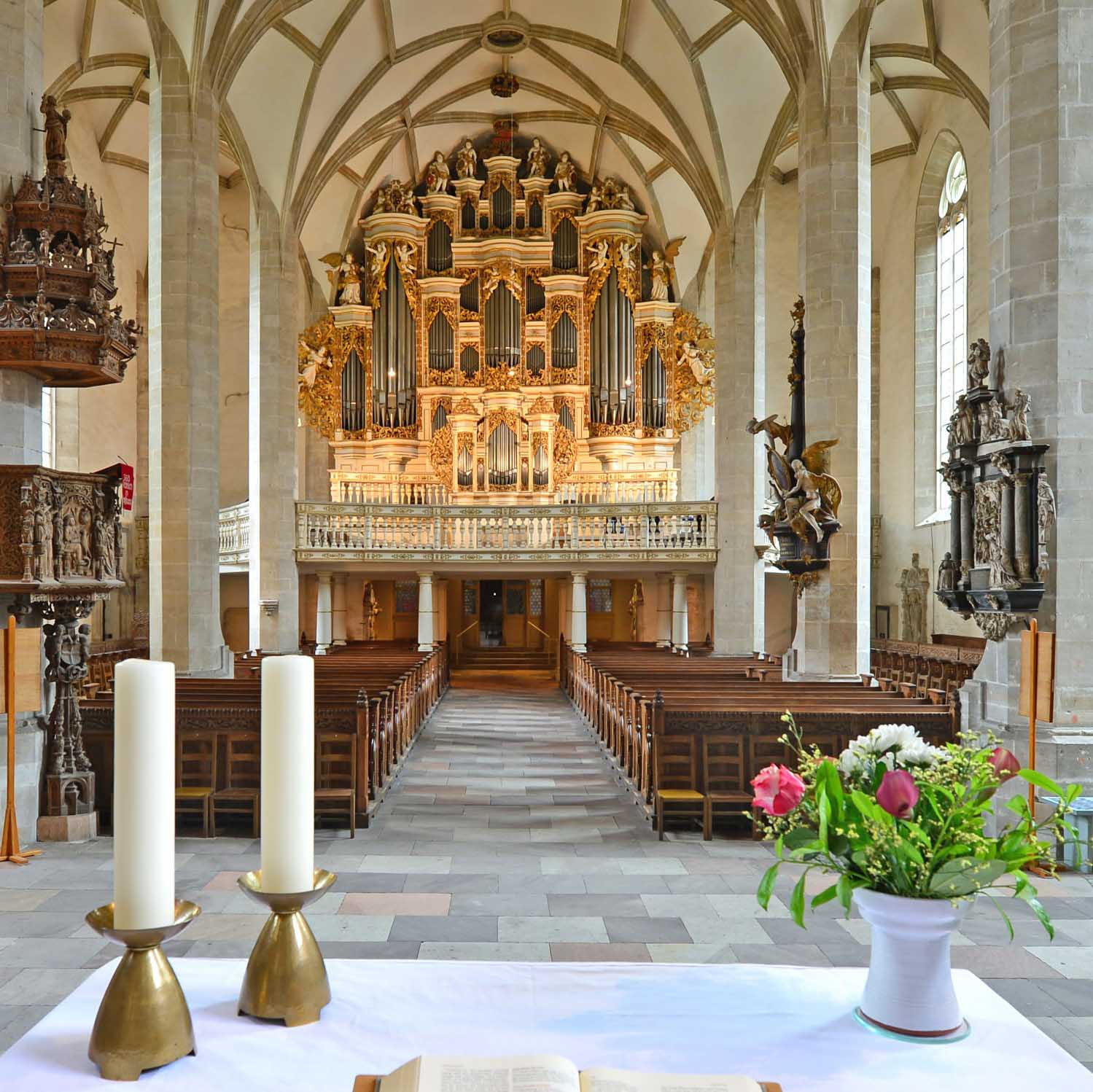 View through the nave at the Merseburg Ladegast organ (c) Vereinigte Domstifter, Falko Matte